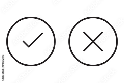 tick and cross button. set of green and red check box with yes and no sign. vector symbol on transparent background.