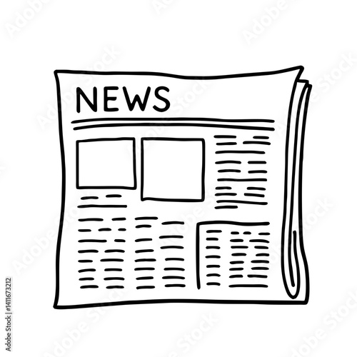 Hand-Drawn News Paper Illustration Perfect for Print Media Projects and Educational Materials