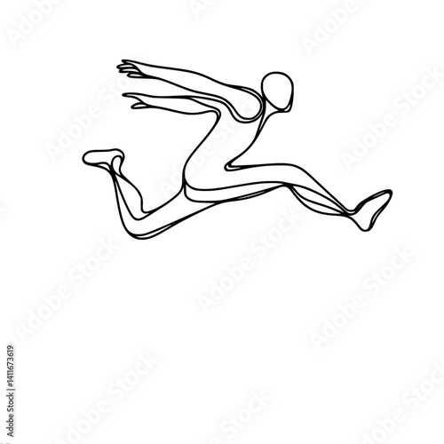Single-line drawing of a runner in motion against a plain background  