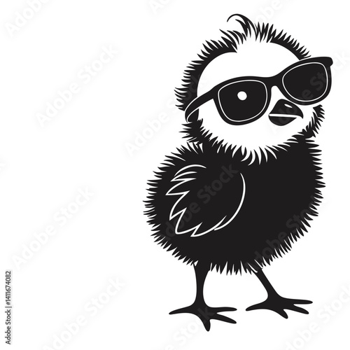 Cool Chick Cartoon Character Wearing Sunglasses Fun Design for Apparel and Children Products