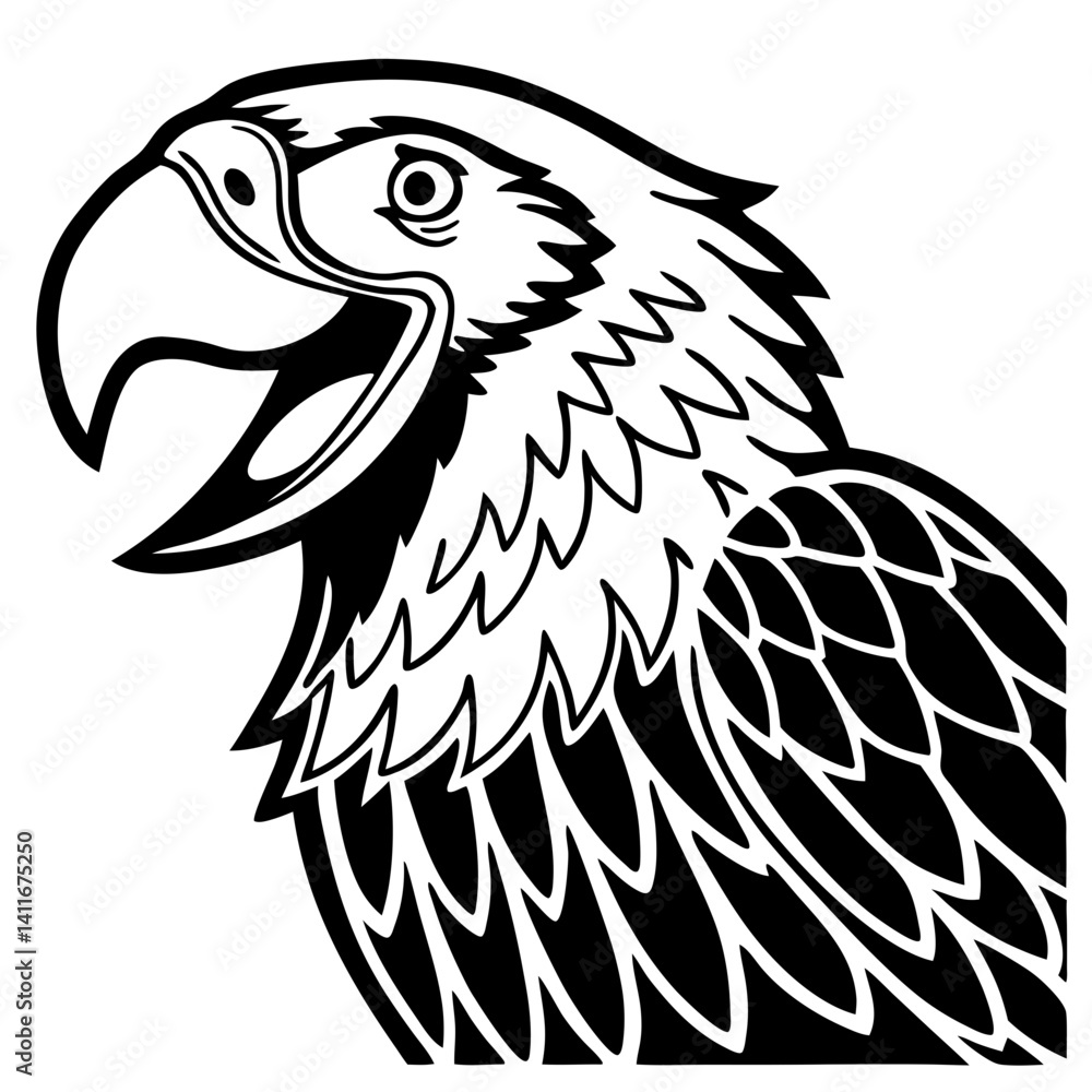 Fototapeta premium Majestic Eagle Head Illustration for Tattoo Design and Coloring Pages