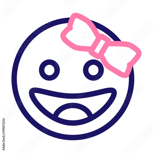emoji bow Girl Vector Line Two Color Icon Design