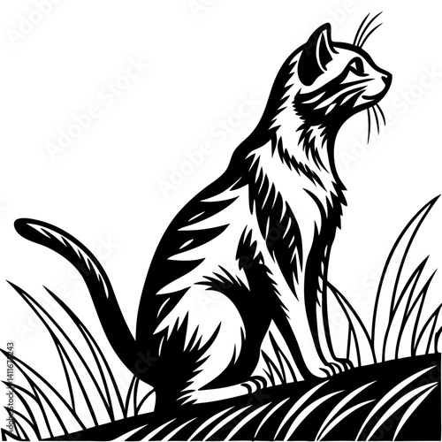 Wallpaper Mural Elegant Cat Silhouette in Grass Suitable for Tattoo Design and Creative Projects Torontodigital.ca