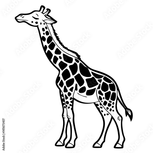 Elegant Giraffe Silhouette Perfect for Tattoo Design or Coloring Book Illustrations