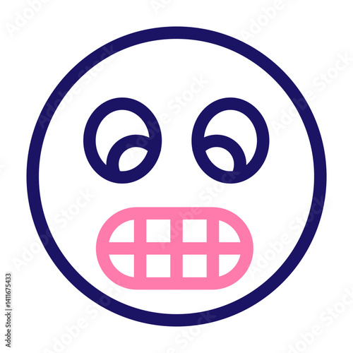 emoji showing teeth Vector Line Two Color Icon Design