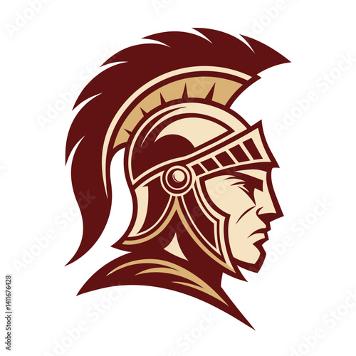 Roman Warrior Helmet Logo Design Sparton Emblem for Sports Teams or Tattoo Artwork