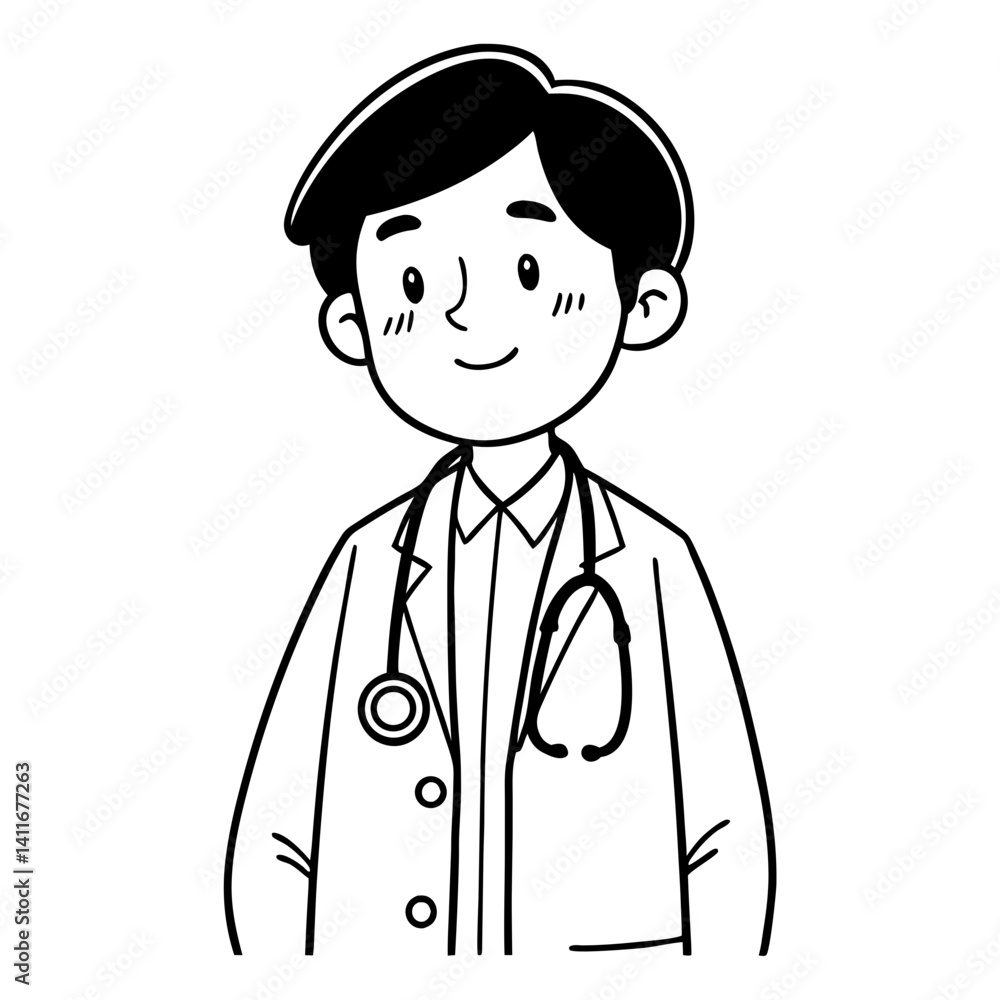Friendly Doctor Character Illustration for Health and Wellness Projects Friendly Doctor Character Illustration for Health and Wellness Projects