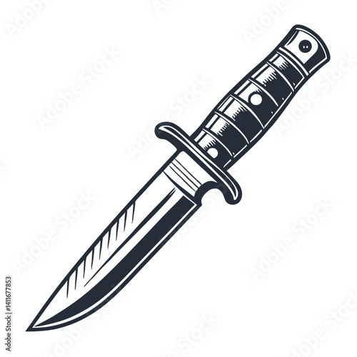 Detailed Vintage Style Knife Illustration for Tattoo Design and Graphic Projects