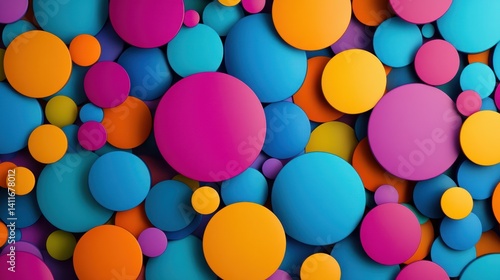 A circular abstract background filled with vibrant, randomly sized circles, creating a colorful and visually captivating pattern.

