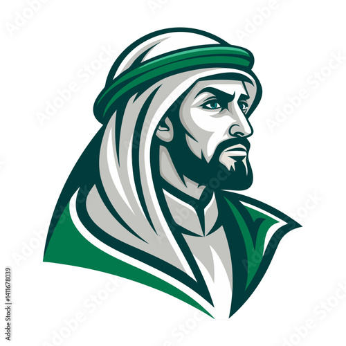 Detailed Arabian Man Silhouette Illustration for Tattoo Design and Graphic Use
