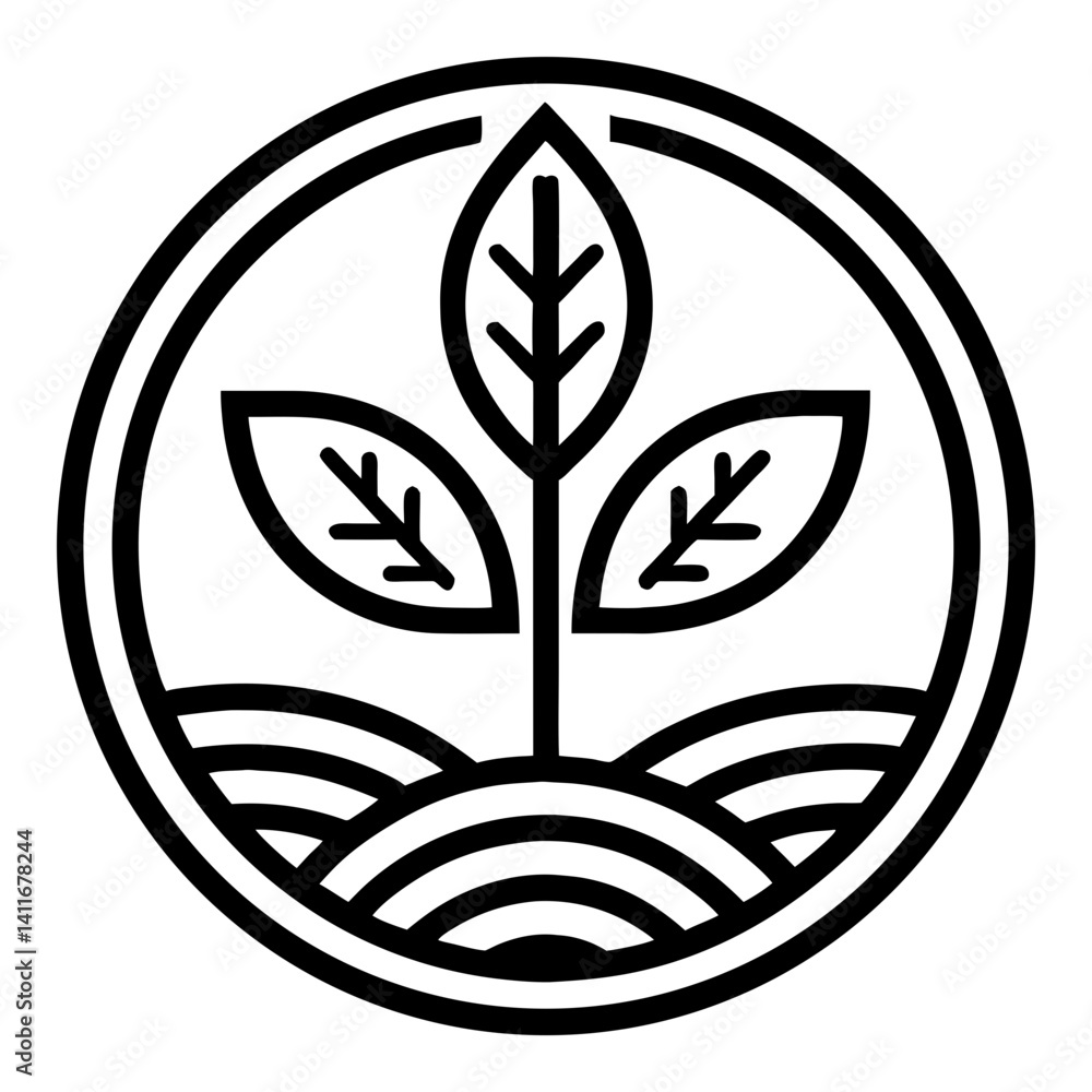 Stylized Green Leaf and Plant Growth Symbol with Circular Design for Eco-Friendly Projects Stylized Green Leaf and Plant Growth Symbol with Circular Design for Eco-Friendly Projects