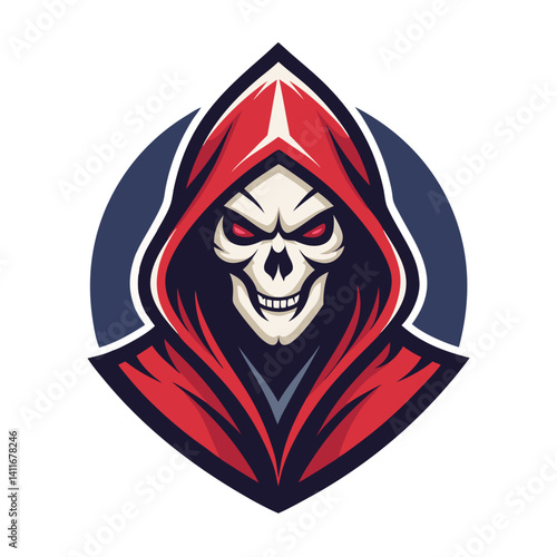 Free Download Grim Reaper Vector Illustration with Red Hooded Cloak Perfect for Halloween Themes and Merchandise - GFXLoad