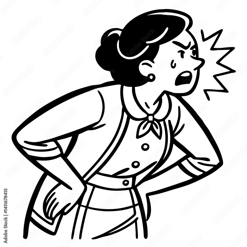 Fototapeta premium Angry Woman Shouting with Hands on Hips Expressing Frustration and Discontent