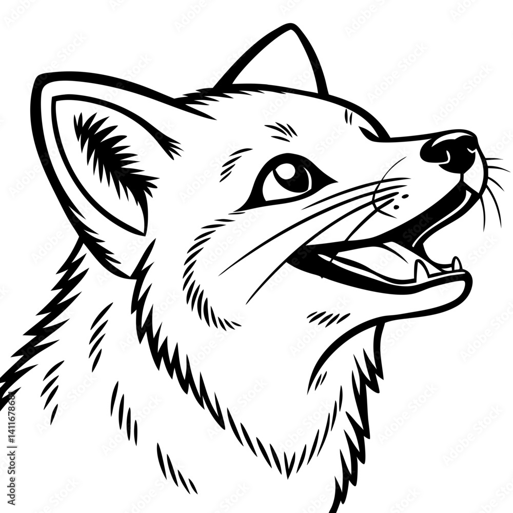 Obraz premium Detailed Stylized Fox Head Illustration Ideal for Tattoo Designs and Coloring Pages