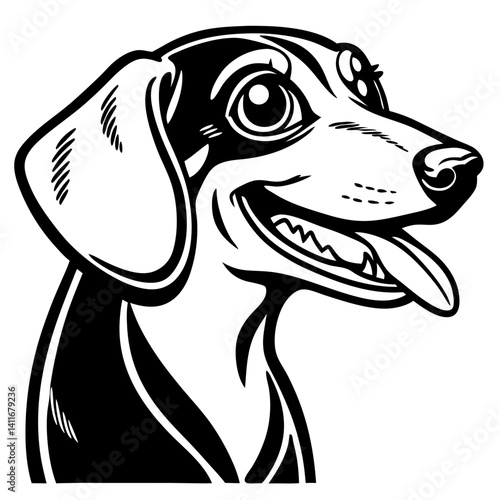 Playful Cartoon Dachshund Head Illustration for Pet Lovers and Dog Enthusiasts