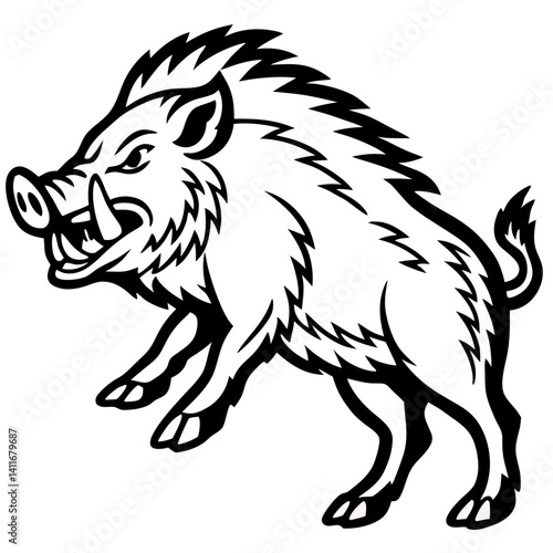 Wallpaper Mural Aggressive Wild Boar Logo Design for Hunting Art and Illustration Projects Torontodigital.ca