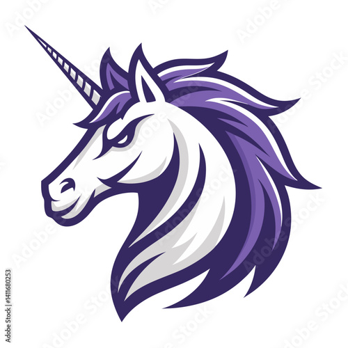 Wallpaper Mural Majestic Purple Unicorn Head Illustration for Fantasy Themes and Tattoo Designs Torontodigital.ca