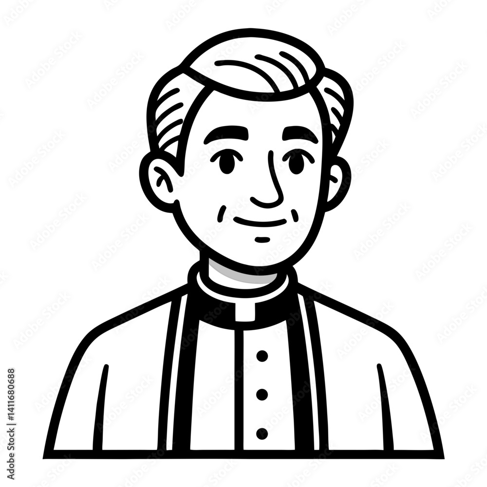 Smiling Priest Character Design for Religious Themes and Spiritual Illustrations Smiling Priest Character Design for Religious Themes and Spiritual Illustrations