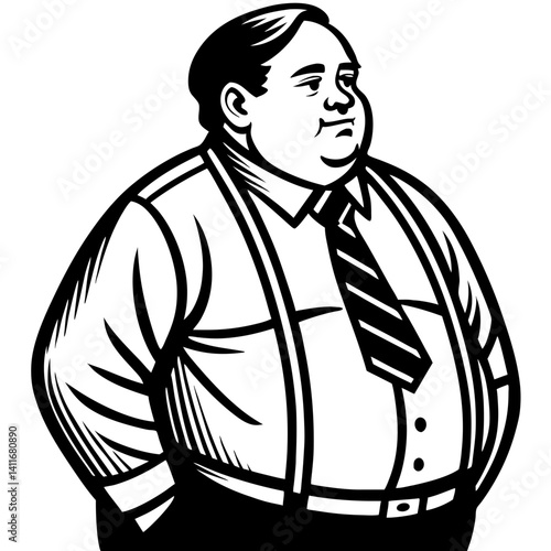 Confident Businessman Portrait Vector Illustration Ideal for Tattoo or Coloring Book Designs