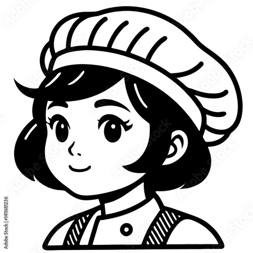 Cute Young Chef Character Illustration Perfect for Kids Coloring Books and Cooking Themes