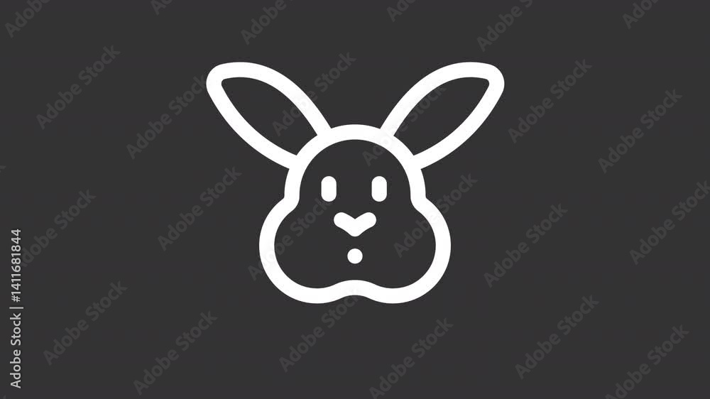 Wildlife ui icon white line animation. Shaking ears. Outdoors fauna. Ecology, environment. Mammal, animal. Rabbit head animated user interface element on dark background. Transparent HD video Wildlife ui icon white line animation. Shaking ears. Outdoors fauna. Ecology, environment. Mammal, animal. Rabbit head animated user interface element on dark background. Transparent HD video