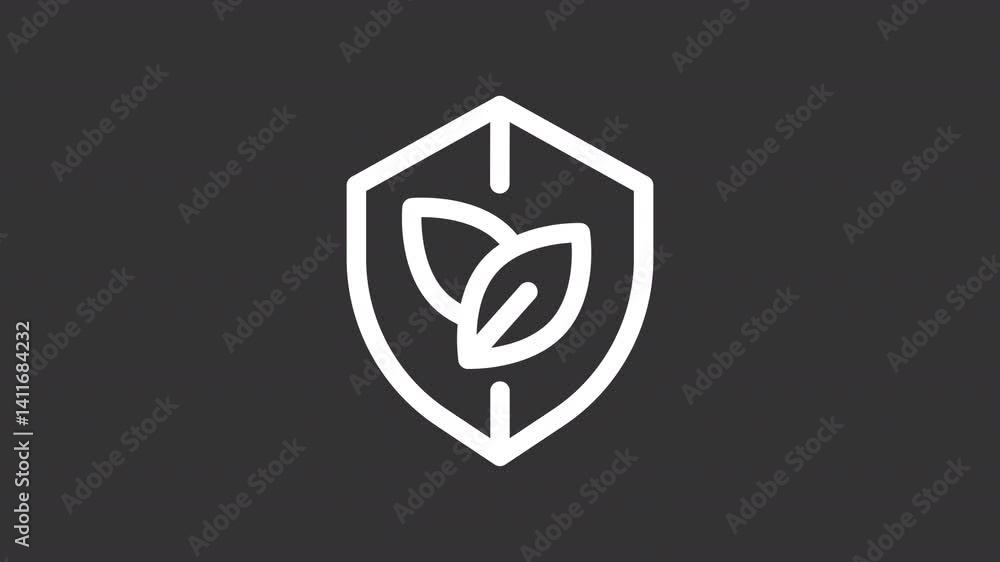 Ecology protection ui icon white line animation. Shaking leafs, scaling. Environmental care, biodiversity. Eco shield animated user interface element on dark background. Transparent HD video Ecology protection ui icon white line animation. Shaking leafs, scaling. Environmental care, biodiversity. Eco shield animated user interface element on dark background. Transparent HD video