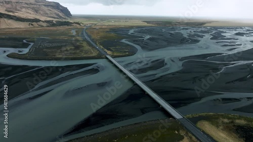 Flying over the landscape of Iceland during daytime