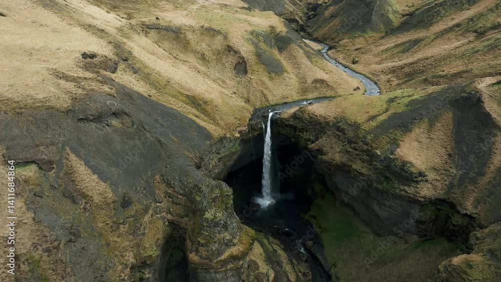 Flying over the landscape of Iceland during daytime