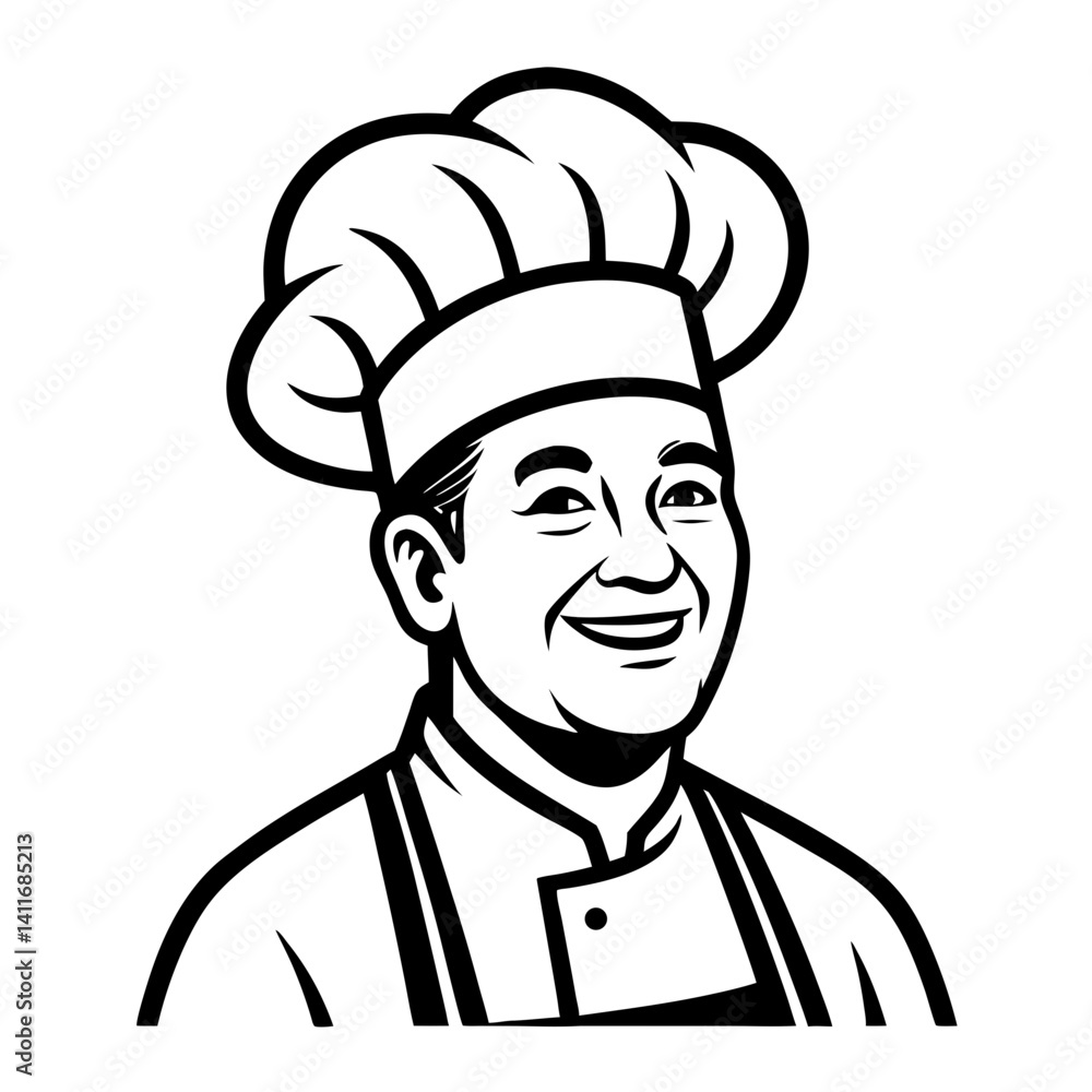 Smiling Chef Character Illustration for Cooking Blogs Restaurants and Culinary Designs Smiling Chef Character Illustration for Cooking Blogs Restaurants and Culinary Designs