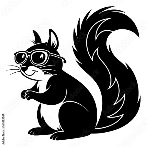 Cool Squirrel Wearing Sunglasses Fun Cartoon Vector Design for Kids Art Projects