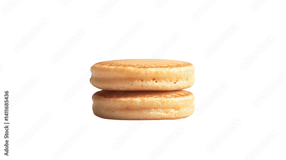 High-resolution image of a single pancake stack, centered on white background with no other objects --ar 16:9 High-resolution image of a single pancake stack, centered on white background with no other objects --ar 16:9