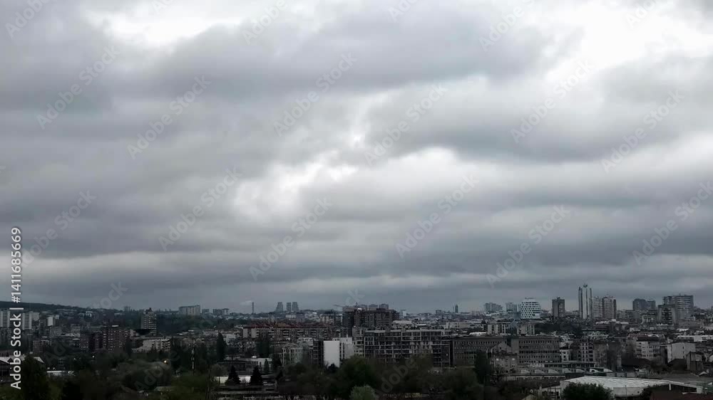 Dramatic Belgrade Skyline: Cloudy Day Time-Lapse Dramatic Belgrade Skyline: Cloudy Day Time-Lapse
