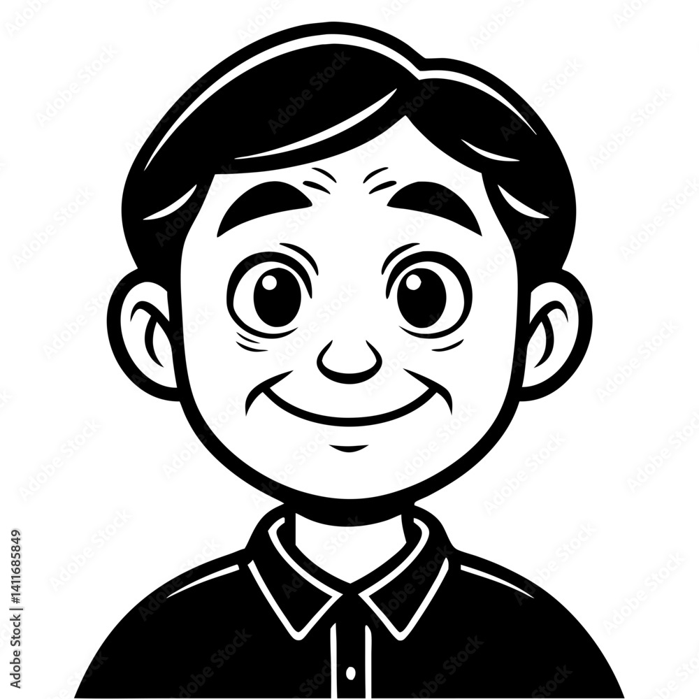 Fototapeta premium Smiling Boy Character Cute Illustration for Children's Book Covers and Educational Materials