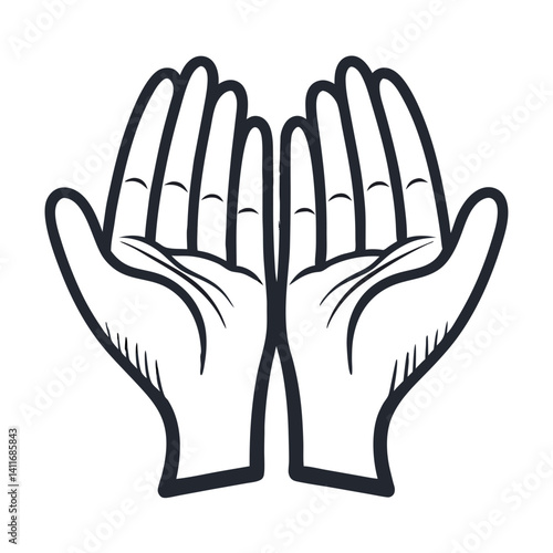 Open Hands Symbolizing Care and Protection Ideal for Illustrations and Logo Design