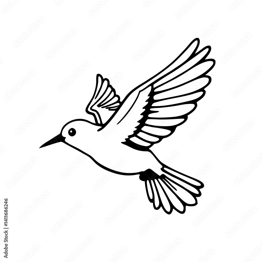 Fototapeta premium Elegant Flying Bird Illustration for Nature Themes Crafts and Tattoo Designs