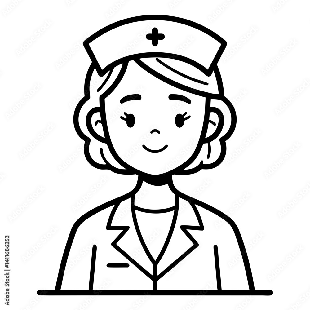 Cute Nurse Character Illustration for Healthcare Themes Educational Materials and Coloring Pages Cute Nurse Character Illustration for Healthcare Themes Educational Materials and Coloring Pages