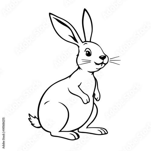 Cute Cartoon Rabbit Illustration for Kids Coloring Book and Educational Activities