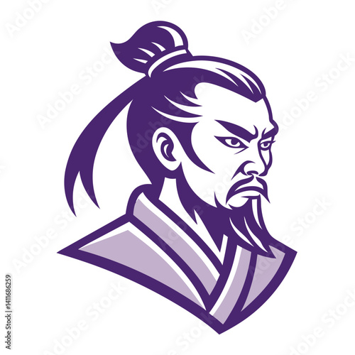 Samurai Warrior Character Illustration for Tattoo Design and Asian Cultural Art Projects