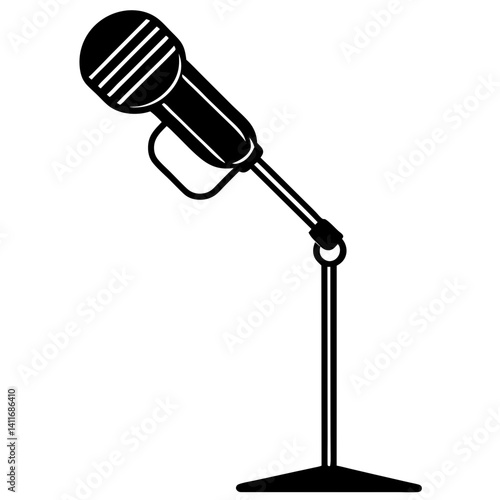 Vector silhouette of a studio microphone on a stand