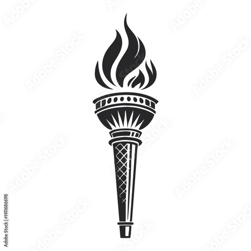 Stylized Torch with Flames Ideal for Tattoo Design and Graphic Arts