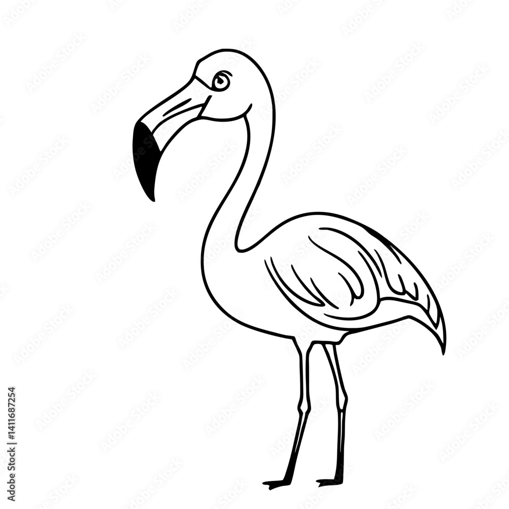 Fototapeta premium Elegant Flamingo Line Art for Coloring Books and Tattoo Designs