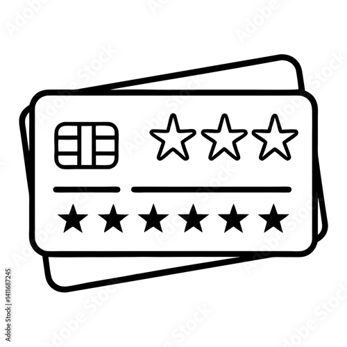 Credit Cards with Stars for Rating and Review Graphics Financial Technology Design