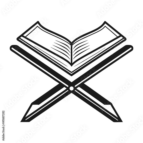 Open Book with Crossed Pens Symbolizing Education and Knowledge Sharing