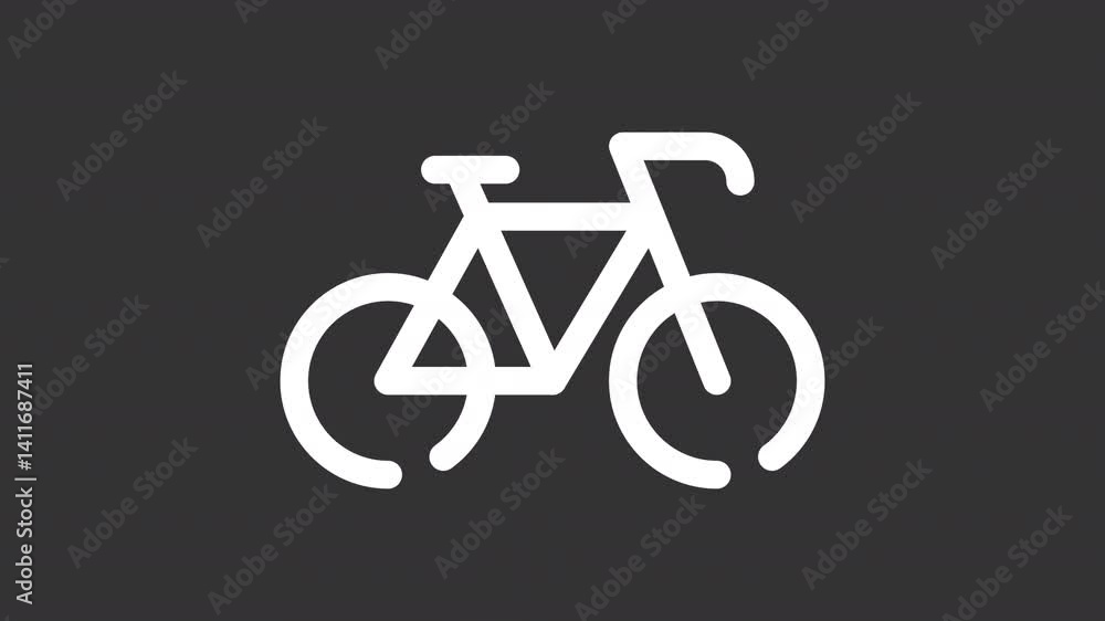 Biking ui icon white line animation. Spinning wheels, moving. Ecofriendly transport. Sport, fitness. Bicycle animated user interface element on dark background. Transparent HD video Biking ui icon white line animation. Spinning wheels, moving. Ecofriendly transport. Sport, fitness. Bicycle animated user interface element on dark background. Transparent HD video