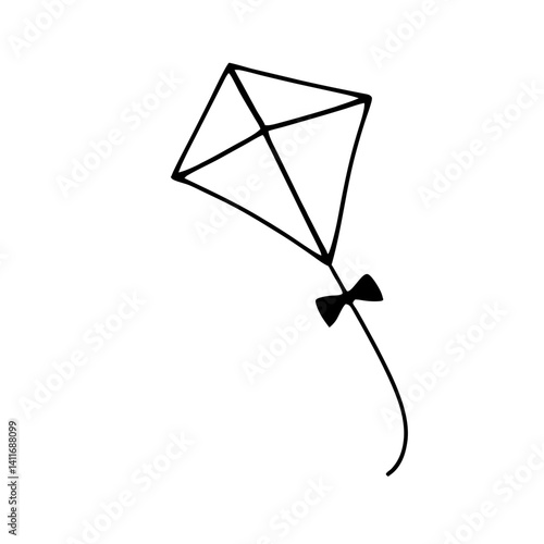 Colorful Kite Flying in the Sky Vector Illustration Perfect for Children’s Artwork and Design