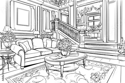 Duplex coloring book interior, Duplex vector graphic