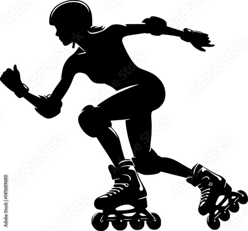 Dynamic Inline Skater Silhouette in Action
