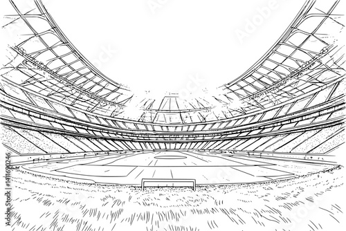 Stadium coloring book interior, Stadium vector graphic