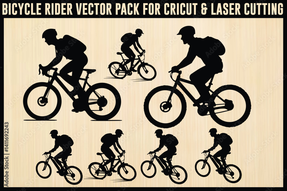 Obraz premium Cyclist Silhouette Bundle Pack 