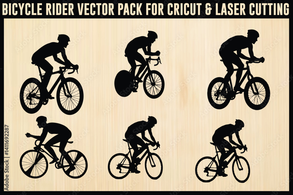 Obraz premium Cyclist Silhouette Bundle Pack